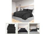 The Living Store Set Di Biancheria Da Letto Nero 200X220 Cm Microfibra Leggera