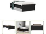 The Living Store Struttura Letto Nera 75X190 Cm In Legno E Metallo