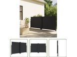 The Living Store Tenda Laterale Estensibile Nera 140X1000 Cm
