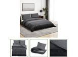 The Living Store Set Di Biancheria Da Letto Grigio Scuro 220X240 Cm In Cotone