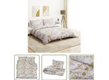 The Living Store Set Di Biancheria Da Letto Bianca E Marrone 240X220 Cm In Cotone