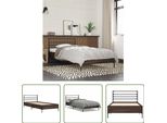 The Living Store Struttura Letto In Rovere Marrone 90X200 Cm Materiale Legno Metallo
