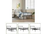 The Living Store Struttura Letto Con Testiera E Pediera In Metallo Nero 107X203 Cm