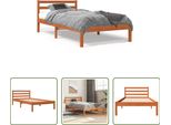 The Living Store Letto In Legno Massiccio Cera Marrone 90X190 Cm Pino