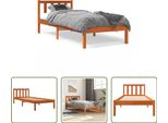 The Living Store Letto In Legno Massiccio Cera Marrone 90X190 Cm Pino