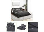 The Living Store Set Di Biancheria Da Letto Nero 200X200 Cm In Cotone