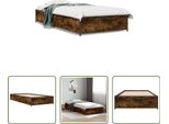 The Living Store Struttura Letto In Rovere Fumé 75X190 Cm Materiale A Base Di Legno E Metallo
