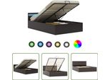 The Living Store Letto Con Rete Idraulica Led Grigio Pelle Finta 140X200 Cm