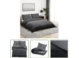 The Living Store Set Di Biancheria Da Letto Grigio Scuro 225X220 Cm In Cotone