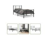 The Living Store Struttura Letto Con Testiera E Pediera In Metallo Nero 90X200 Cm