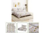 The Living Store Set Di Biancheria Da Letto Bianca E Marrone 200X200 Cm In Cotone