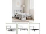 The Living Store Struttura Letto Con Testiera In Metallo Nero 90X200 Cm