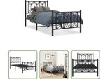 The Living Store Struttura Letto Con Testiera E Pediera In Metallo Nero 75X190 Cm