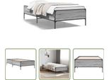 The Living Store Struttura Letto Grigio Sonoma 90X190 Cm In Legno E Metallo
