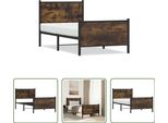 The Living Store Struttura Letto Con Testiera E Pediera In Metallo Rovere Fumé 75X190 Cm