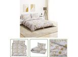 The Living Store Set Di Biancheria Da Letto Bianca E Marrone 200X200 Cm In Cotone