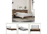 The Living Store Struttura Letto In Rovere Fumé 90X200 Cm Materiale A Base Di Legno E Metallo