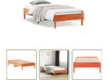 The Living Store Letto In Legno Massiccio Senza Materasso Cera Marrone 90X200 Legno Di Pino