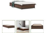 The Living Store Struttura Letto In Rovere Marrone 75X190 Cm Materiale A Base Di Legno Metallo