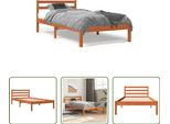 The Living Store Letto In Legno Massiccio Cera Marrone 75X190 Cm Pino