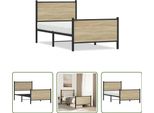 The Living Store Struttura Letto Con Testiera E Pediera In Metallo Rovere Sonoma 75X190 Cm