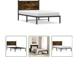 The Living Store Struttura Letto Con Testiera In Metallo Rovere Fumé 100X190 Cm