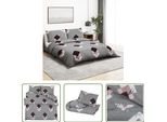 The Living Store Set Di Biancheria Da Letto Grigio 225X220 Cm In Cotone