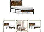 The Living Store Struttura Letto Con Testata In Metallo Rovere Fumé 90X200 Cm