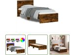 The Living Store Struttura Letto Con Testiera E Luci Led In Rovere Fumé 75X190Cm
