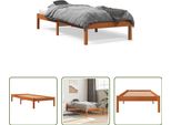 The Living Store Letto In Legno Massiccio Cera Marrone 100X200 Cm Pino
