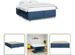 The Living Store Struttura Letto Senza Materasso Blu 200X200 Cm Tessuto