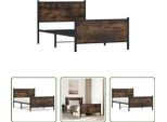 The Living Store Struttura Letto Con Testiera E Pediera In Metallo Rovere Fumé 100X190Cm