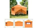 The Living Store Tenda Per Feste Pieghevole Pop-Up Con 4 Pannelli Laterali Arancione