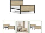 The Living Store Struttura Letto Con Testiera E Pediera In Metallo Rovere Sonoma 100X200Cm