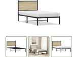The Living Store Struttura Letto Con Testiera In Metallo Rovere Sonoma 90X190 Cm