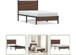 The Living Store Struttura Letto Con Testata In Metallo Effetto Rovere Marrone 80X200 Cm