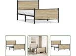The Living Store Struttura Letto Con Testiera E Pediera In Metallo Rovere Sonoma 100X190Cm