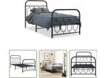 The Living Store Struttura Letto Con Testiera E Pediera In Metallo Nero 90X190 Cm