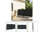 The Living Store Tenda Laterale Estensibile Nera 120X1200 Cm
