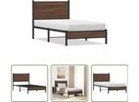 The Living Store Struttura Letto Con Testiera In Metallo Effetto Rovere Marrone 75X190 Cm