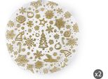 Excelsa Set Di 2 Piatti Da Panettone In Vetro Oro 33Xh2,5X33 Cm Oro