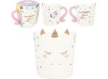 Depesche 13069 Ylvi Mug Unicorn - Mug Bianca Con Stampa E Scritta Unicorno Dorata, Tazza In Porcellana Con Manico Rosa, Capacità Circa 300 Ml