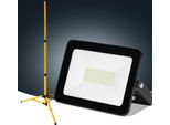 Tolletour Faro Da Cantiere A Led 30W Faro A Led Con Treppiede Faro Da Esterno IP71 Faro Impermeabile Luce Da Lavoro Bianco Freddo