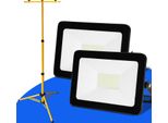 Tolletour 2X 50W Led Proiettore Da Costruzione Proiettore A Treppiede Proiettore Da Esterno Luce Da Lavoro Proiettore Da Costruzione IP66 Impermeabile Bianco Caldo