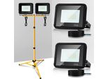 Clanmacy 2X 100W Led Proiettore Da Costruzione Proiettore A Treppiede Proiettore Da Esterno Luce Da Lavoro Proiettore Da Costruzione IP66 Impermeabile Bianco Caldo