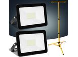 Jopassy 2X 50W Led Proiettore Da Costruzione Proiettore A Treppiede Proiettore Da Esterno Luce Da Lavoro Proiettore Da Costruzione IP66 Impermeabile Bianco Caldo