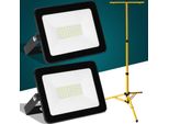 Tolletour 2X 30W Led Proiettore Da Costruzione Proiettore A Treppiede Proiettore Da Esterno Luce Da Lavoro Proiettore Da Costruzione IP66 Impermeabile Bianco Caldo
