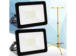Jopassy 2X 50W Led Proiettore Da Costruzione Proiettore A Treppiede Proiettore Da Esterno Luce Da Lavoro Proiettore Da Costruzione IP66 Impermeabile Bianco Freddo