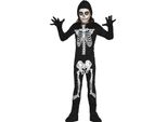 Scheletro Halloween Tuta Costume Bambini Con Cappuccio Spaventoso Zucca Notte Festa, Taglia: 98/104 Colore: Nero