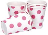 Bicchieri Di Carta Bianchi Con Puntini Rosa, 6 Pezzi.